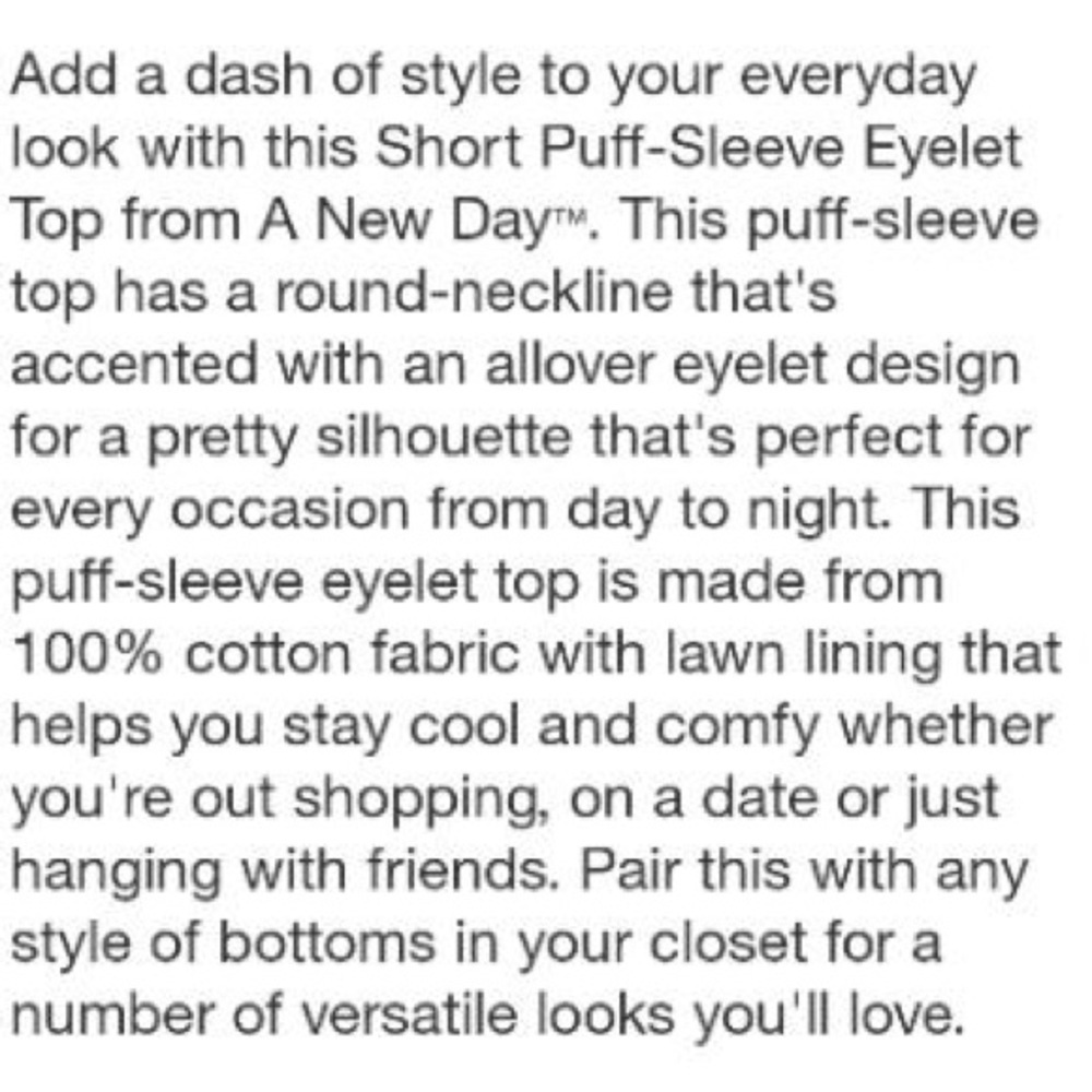 A New Day™ Women's Short Puff Sleeve Eyelet Top Light Black Size XS - Picture 7 of 11